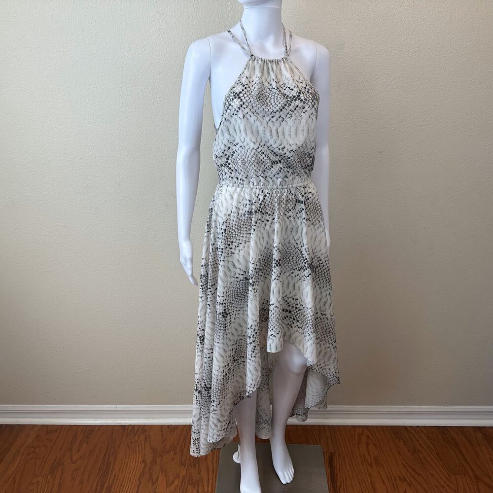 Haute Hippie Womens XS Snake Print Halter Hi Low Dress